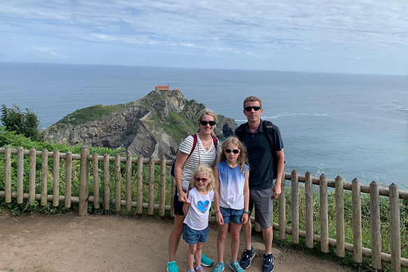 Emmanuel Laval and his family on the beach