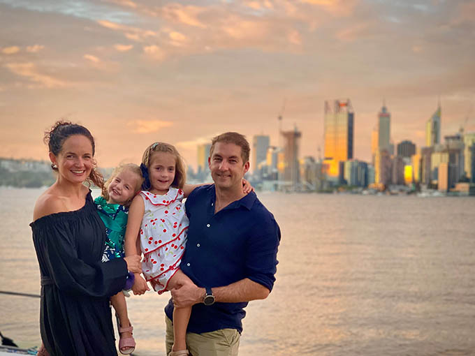 Ryan Harnden and his family in Perth, Australia