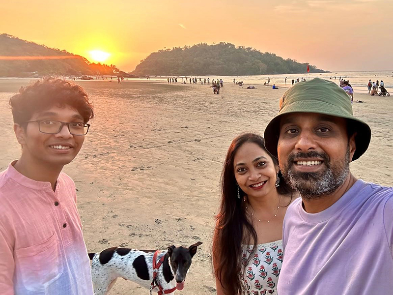 Amit Narain and his family at the beach