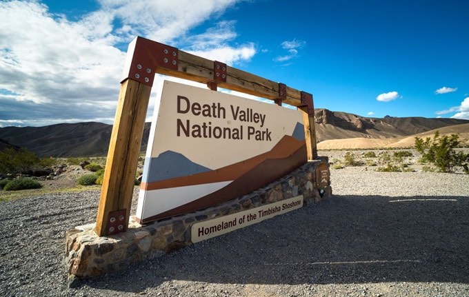 Entrance sign at Death Valley National Park